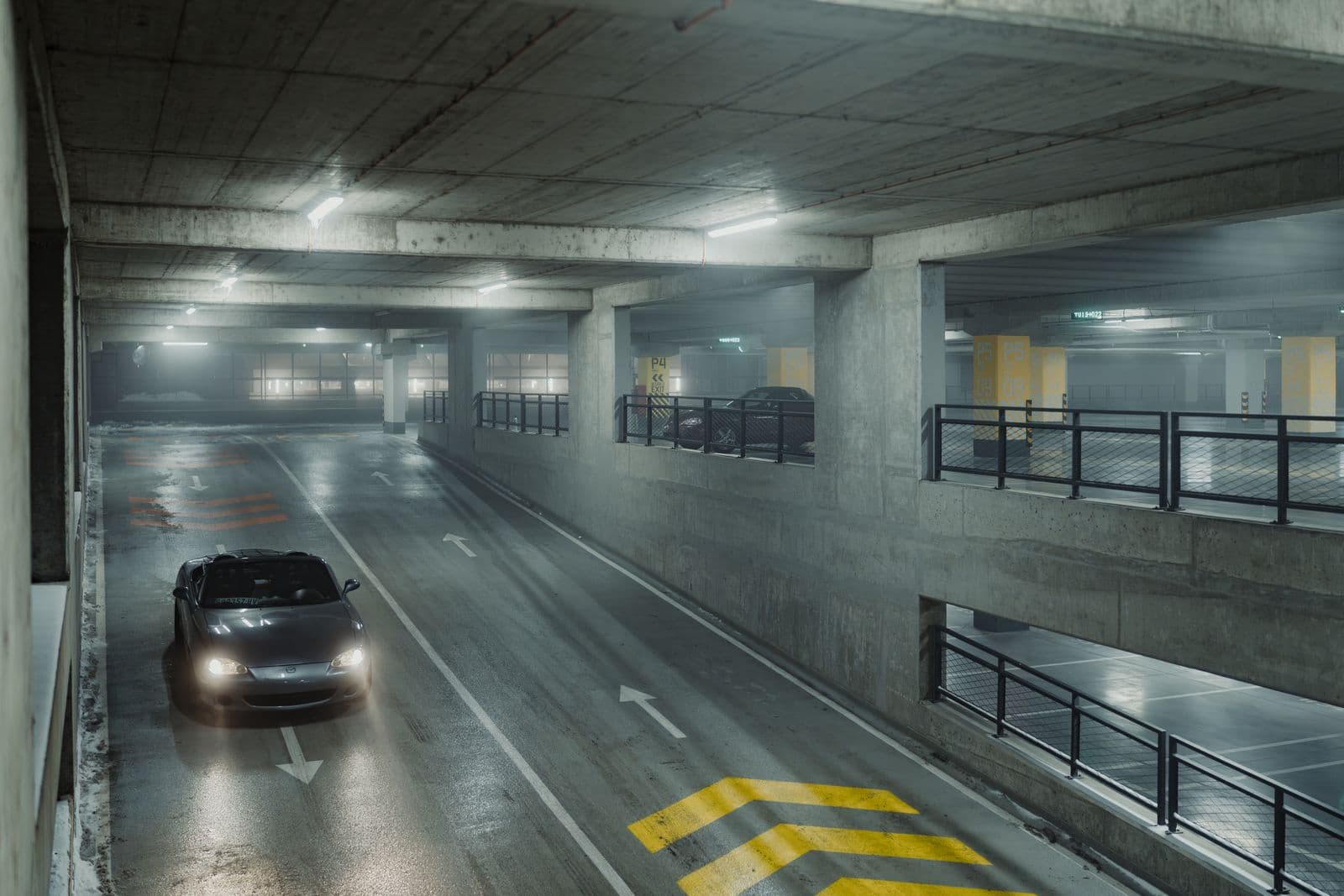 Parking souterrain et sa voie de circulation